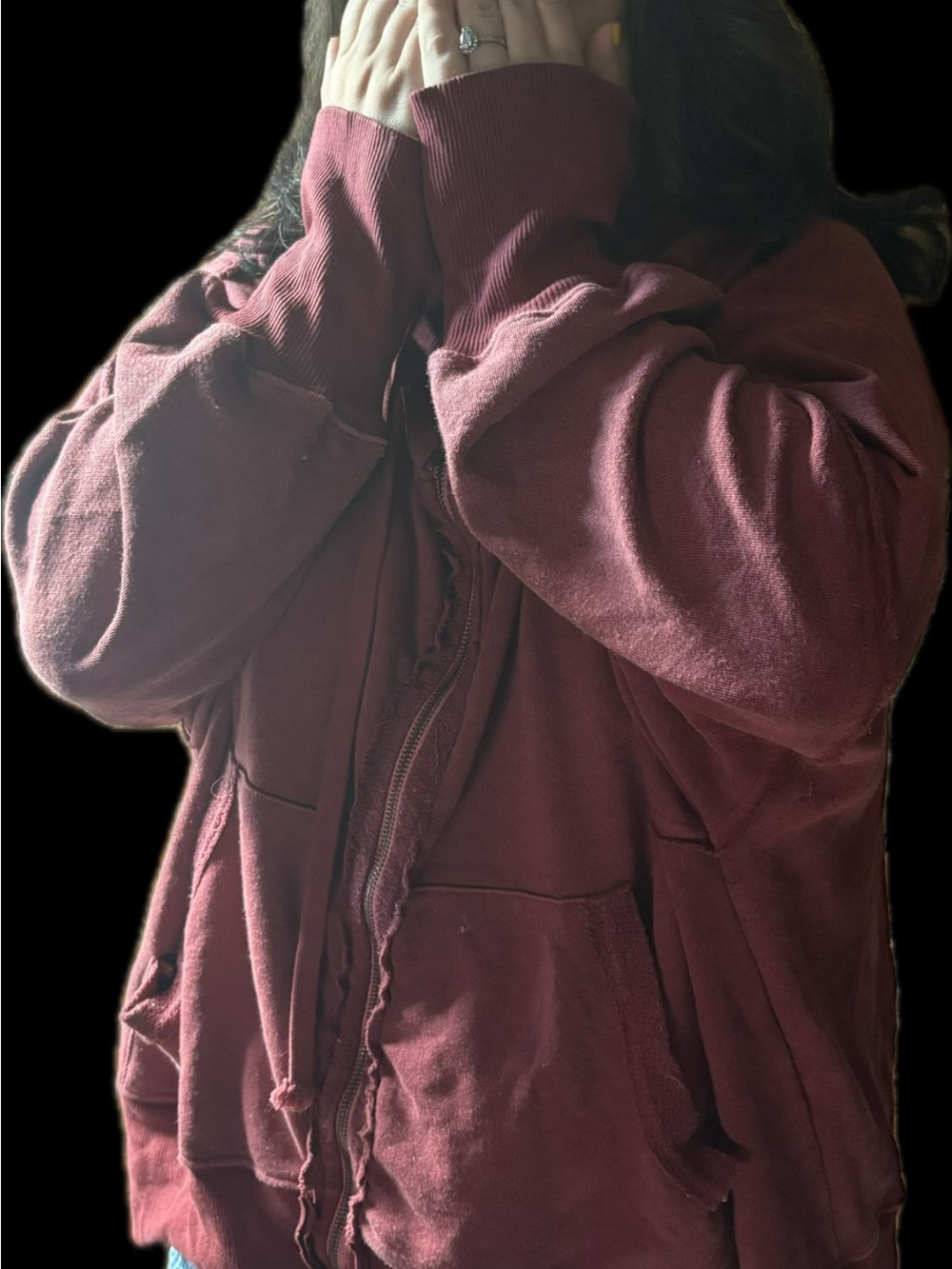 Free People Camden Hoodie Size Small Oversized Fit in Burgundy